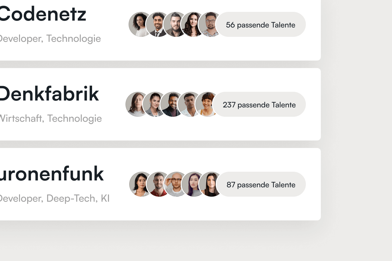 Creators aktivieren ihre Talentpools für deine Stelle.